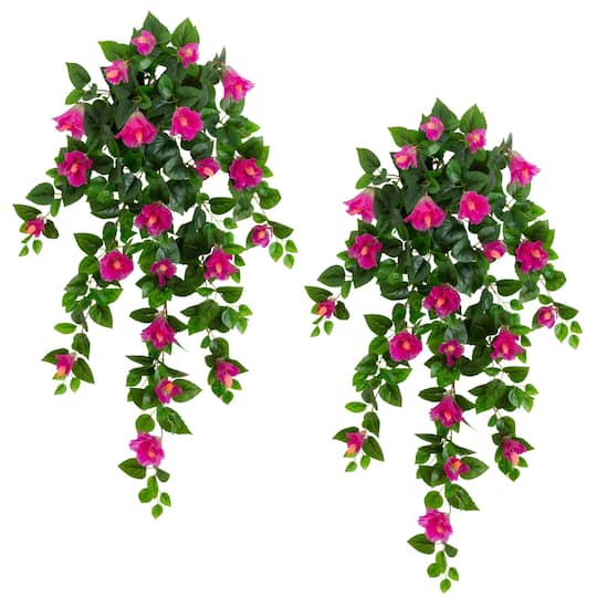 41" UV Resistant Artificial Hibiscus Hanging Plants